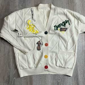 Embossy Women’s Large Embroidered Chunky Cardigan Sweater Oversized Button Front